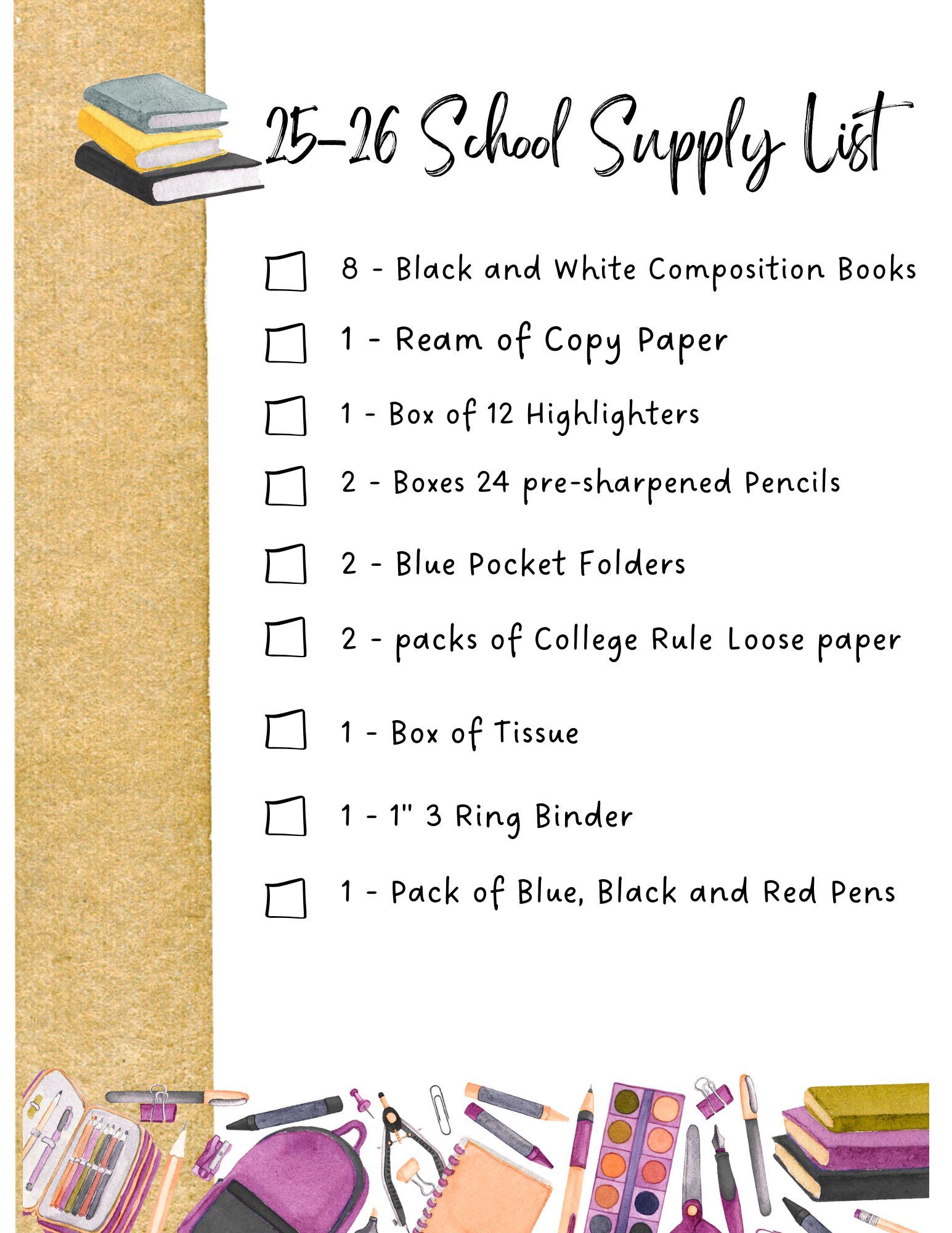 25-26 School Supply List